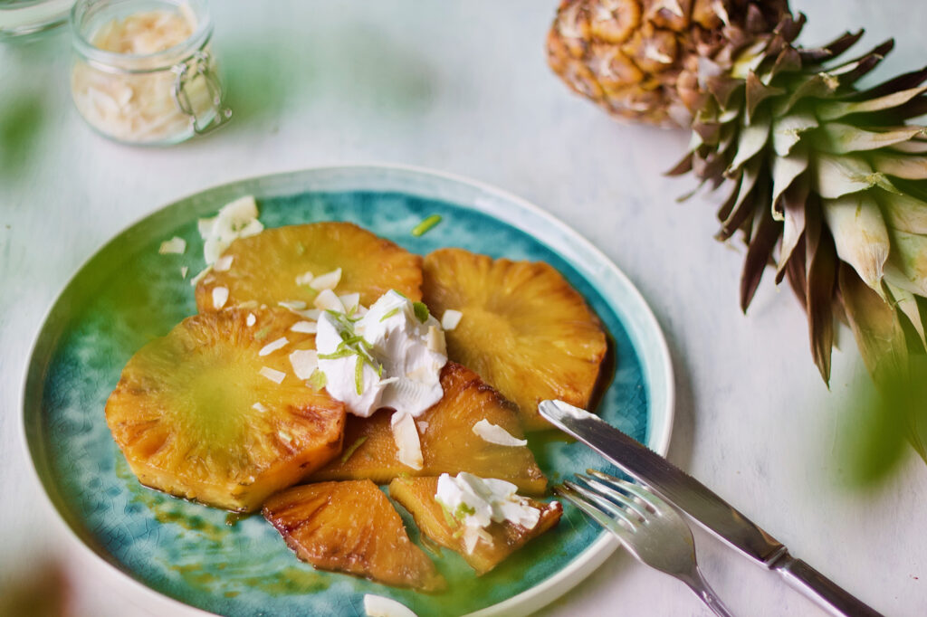 Grilled Pineapple with Coconut Cream and Lime Zest - Zest and The City